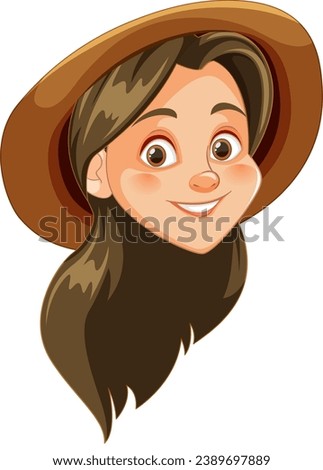 A vector cartoon illustration of a woman with a beautiful smile