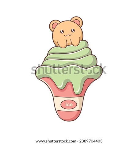 Cute Ice Cream Character Design Illustration