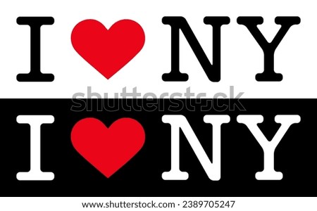Horizontal Red Black White Abstract I Heart ♥ Love NY NYC New York City Letters Logo Icon Sign Symbol Emblem Badge Label Set Vector EPS PNG Clip Art No Background 