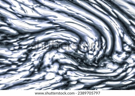 Cold monochrome silver color melting and undulating metal image texture.