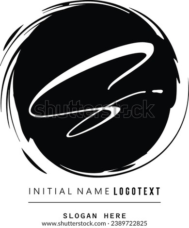 vector icon of letter S with ink stroke, hand drawn S letters Logo design. Brushstroke S Letter Logo, S-Letter Logo Design with grunge circle background.eps8