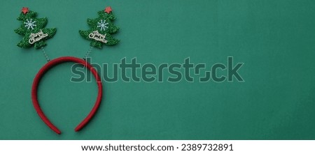 Beautiful headband funny christmas trees isolate on a white backdrop.
concept of joyful Christmas party,New year is coming soon, festive season decoration with Christmas elements