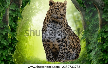 Isolated Leopard in a natural background 