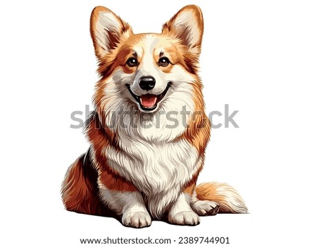 Cute Corgi dog cartoon Vector Style white background Royalty-Free Stock Photo #2389744901