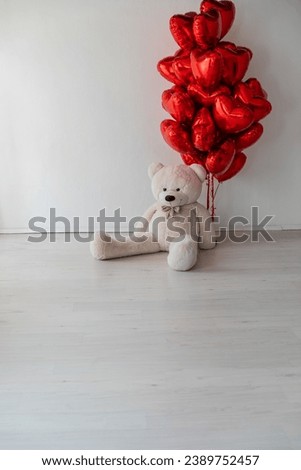 Polar Toy Bear with Balloons and Holiday Gifts