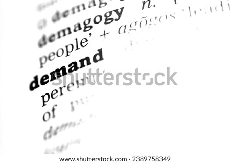 Demand Dictionary definition single word with soft focus