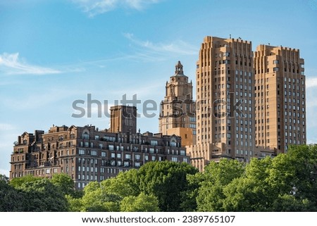 dakota building in new york view from central park Royalty-Free Stock Photo #2389765107
