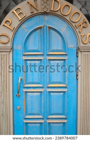 vintage door with the inscription open the door