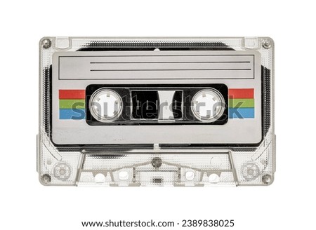 used vintage audio tape cassette isolated, a symbol of 80s, 90s period Royalty-Free Stock Photo #2389838025
