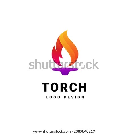 Torch with Burning Flame Logo Concept, icon symbol of power, victory, lighting, in color gradient modern template vector design logo
