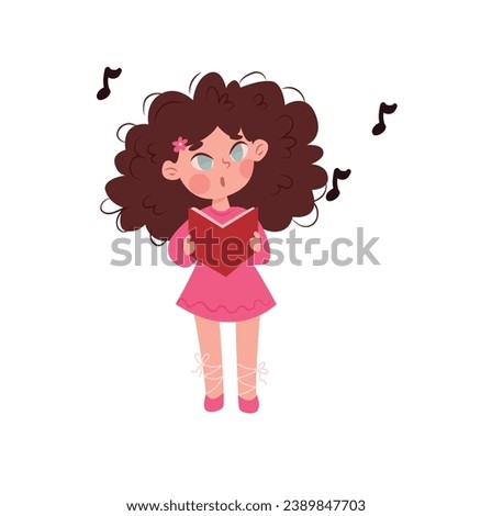 girl sings. children vector illustration.children sing