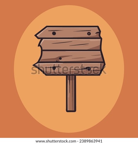 Cute empty wooden sign vector illustration