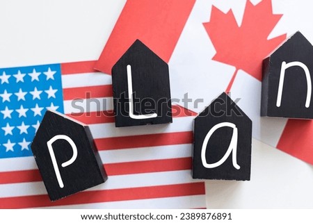 fragments of the national flags of the USA and Canada in close-up