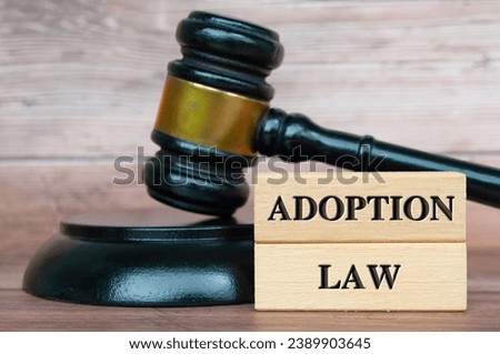 Adoption Law text engraved on wooden blocks. Royalty-Free Stock Photo #2389903645