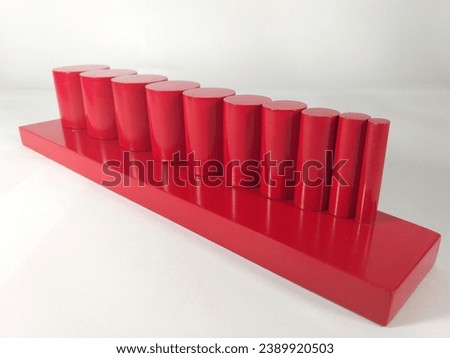 Montessori Knobless Cylinders
The knobless cylinders are identical sets to the knobbed cylinders, except for the knobs and the colors, and they can fit into the four-cylinder blocks
