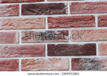 Photo texture red brick and white seams.