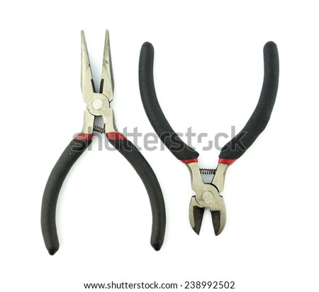 Pliers, nippers isolated on white.