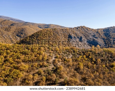 Aerial Autumn view of Zemen Gorge, Kyustendil Region, Bulgaria
