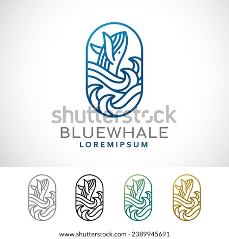 Whale Line Logo Design Template