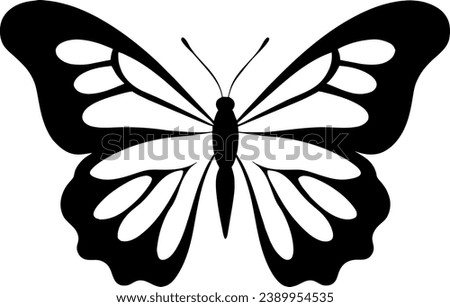 Silhouette butterfly illustration. Animal silhouette. Can be used for sticker and pattern designs. Cutout clip art of butterfly silhouette design.
