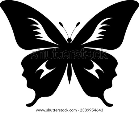 Silhouette butterfly illustration. Animal silhouette. Can be used for sticker and pattern designs. Cutout clip art of butterfly silhouette design.