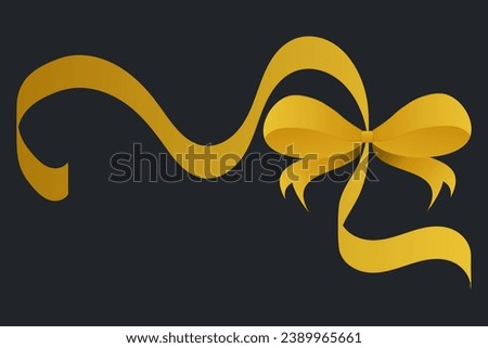 Gold bow to decorate a card, gift card or website. EPS10 vector on black background.