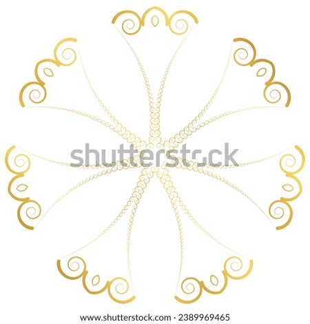 Victor is a golden branched flower in a decorative circular shape.