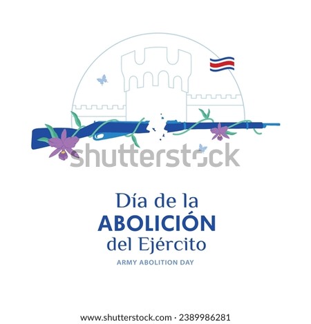 VECTORS. Editable banner for the Army Abolition Day in Costa Rica, December 1 Royalty-Free Stock Photo #2389986281