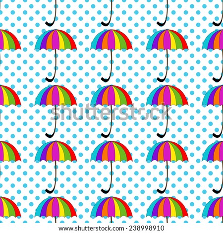 Seamless pattern with umbrellas on background. Vector