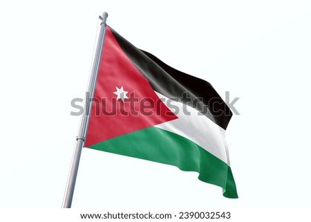 Waving flag of Jordan in white background. Jordan flag for independence day. The symbol of the state on wavy fabric.