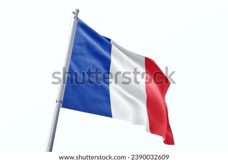 Waving flag of France in white background. France flag for independence day. The symbol of the state on wavy fabric.