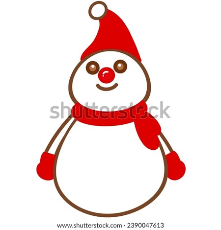 Snowman christmas character icon. Snowman hand drawn illustration isolated on white background 2
