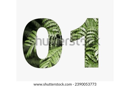 design number 01 with leaf texture on white background