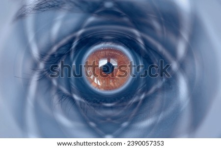 Hypnosis Spiral in eye with vertigo 
 -  Image of abstract spiral hazel eye 