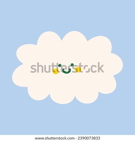 Whimsical Smiling Clouds Clip Art Cartoon Style on Light Blue Background