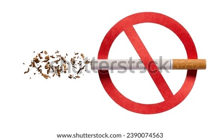Stop smoking icon. No smoking concept. Red forbidden sign with a cigarette and tobacco, isolated on white background.