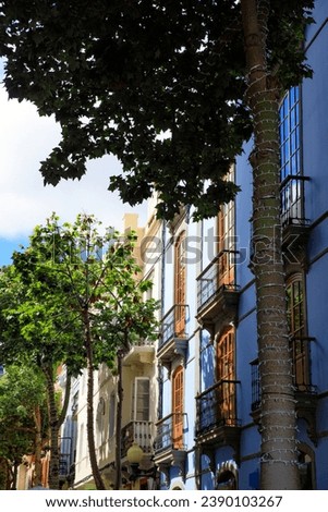 Las Palmas de Gran Canaria, Canary Islands, Spain - november 08 2022: Old buildings in La Vegueta, a colorful neighbourhood in Las Palmas de Gran Canaria Royalty-Free Stock Photo #2390103267