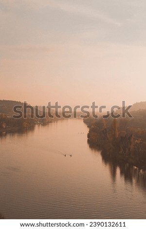 River Vltava landscape on sunset