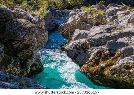 Soca river gorge in Slovenian alps.