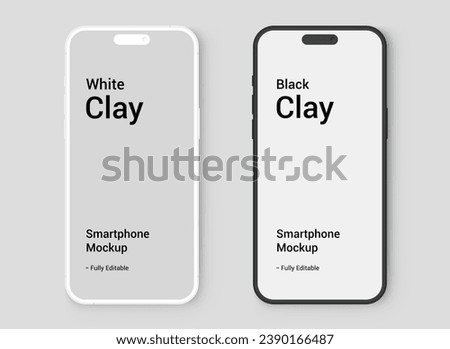 smartphone mockup clay in blank screen. mobile phone vector Isolated on White Background. phone mock up front view. Vector illustration Royalty-Free Stock Photo #2390166487