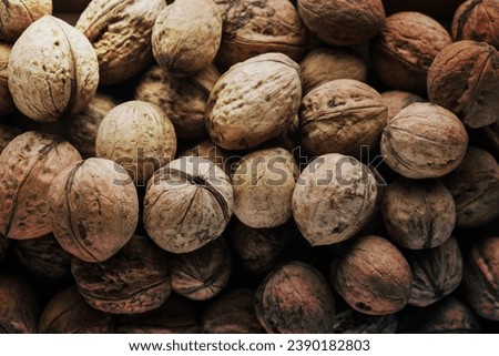 top view walnuts nutshells full
