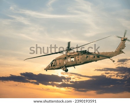 United States military helicopter. Combat US air force Royalty-Free Stock Photo #2390193591