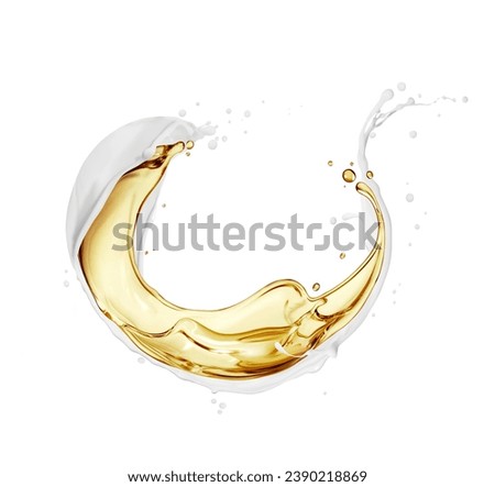 Mix of oily and dairy splashes isolated on a white background