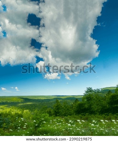 View of the Jordan River Valley from Deadman's Hill Overlook in Michigan Royalty-Free Stock Photo #2390219875