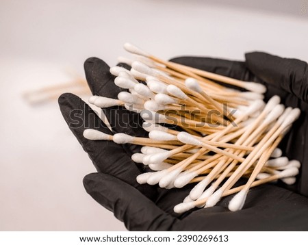 many Cotton swabs: a simple tool for everyday care Royalty-Free Stock Photo #2390269613