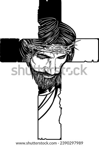Jesus and Cross Laser Cut File, Faith, , Cross Christian Silhouette, Jesus on Cross, Bible Verse, Jesus christ, Jesus pray	