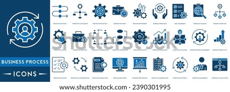 Business Processes icon set. Workflow and productivity symbol vector illustration Royalty-Free Stock Photo #2390301995