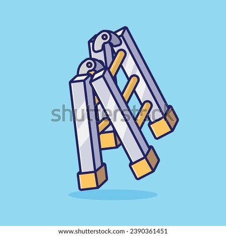 Folding ladder simple cartoon vector illustration carpentry tools concept icon isolated
