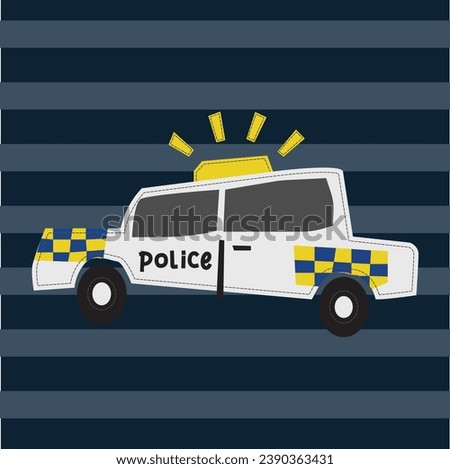 Police Car with stripes background Vector for kids