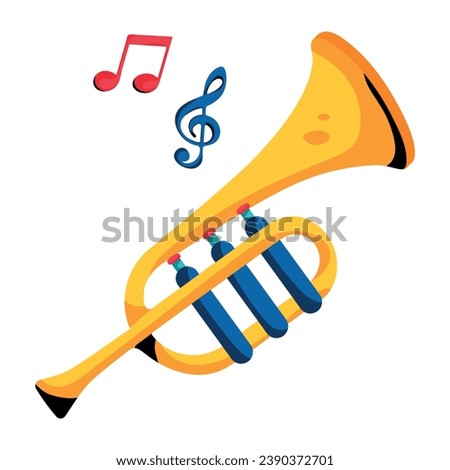 Get your hands on trumpet flat icon  Royalty-Free Stock Photo #2390372701
